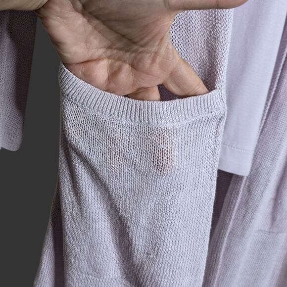 J. Jill Tunic Cardigan Sweater Set XS Lavender Purple Linen Blend Minimalist - Picture 3 of 10